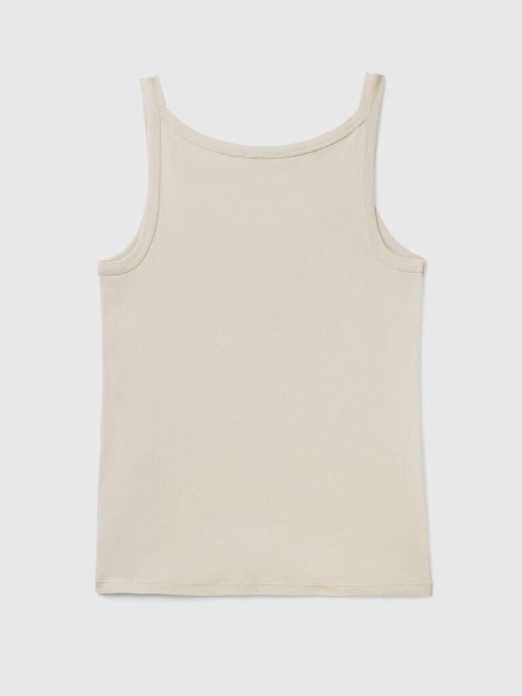 Beige Women's Benetton Pure Cotton Tanks | AU030352