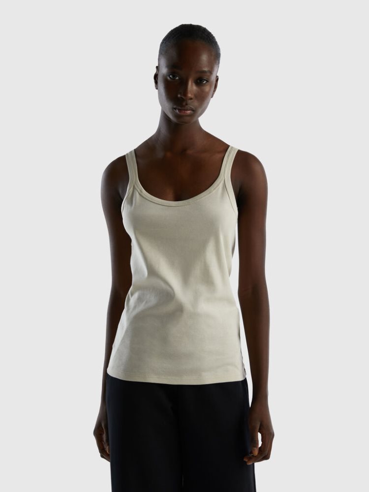 Beige Women\'s Benetton Pure Cotton Tanks | AU030352