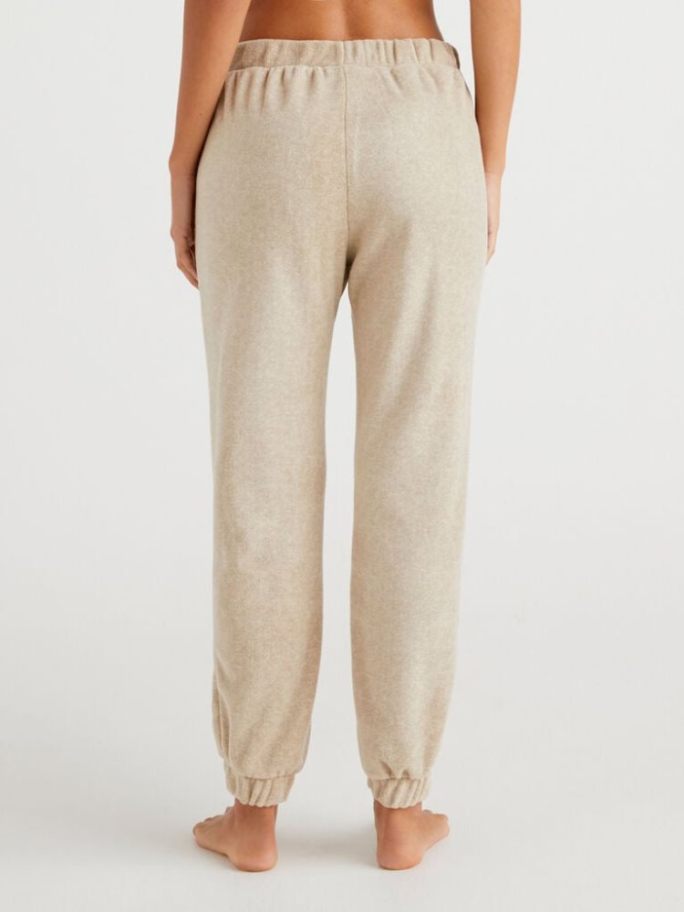 Beige Women's Benetton Warm Fleece Trousers | AU670036