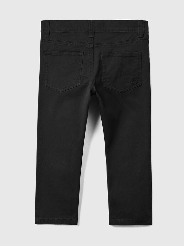 Black Kids' Benetton Five-pocket Slim Fit Trousers | AU092200