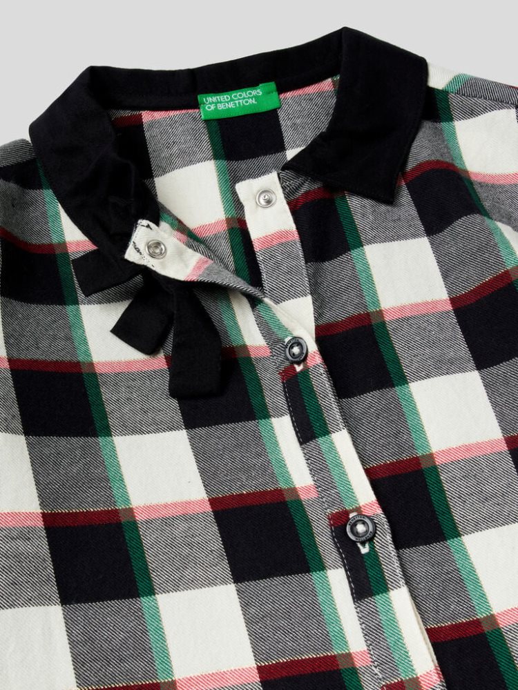 Black Kids' Benetton Tartan Shirt Dress Flannel Dress | AU232392