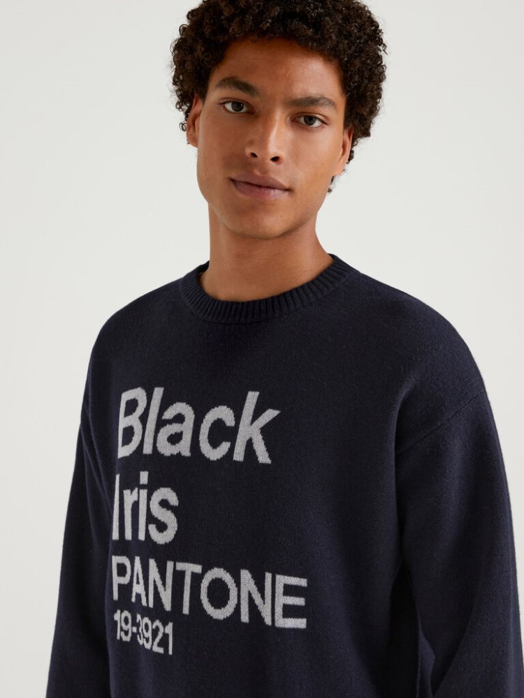 Black Men's Benetton Benettonxpantone™ Inlay Crew Neck Sweaters | AU373198