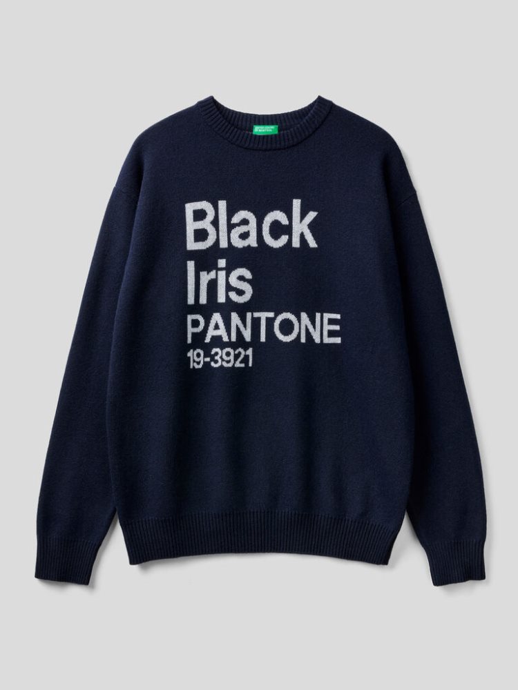 Black Men's Benetton Benettonxpantone™ Inlay Crew Neck Sweaters | AU373198