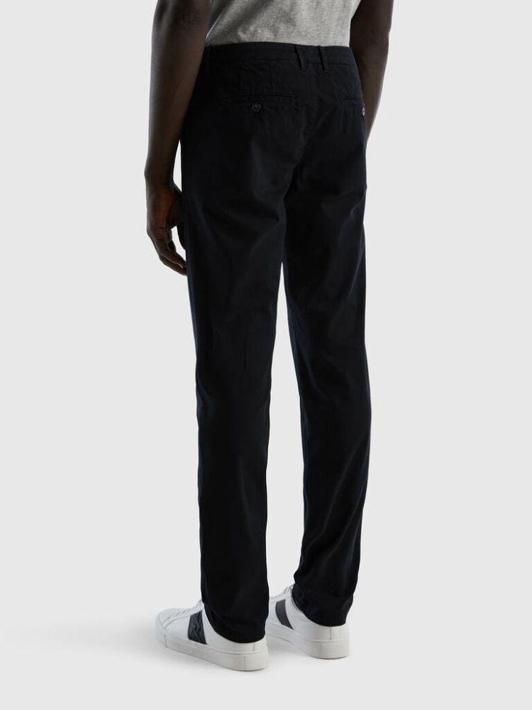 Black Men's Benetton Slim Fit Chino Chinos | AU828666