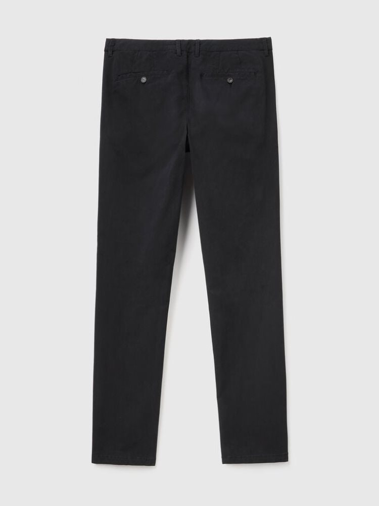 Black Men's Benetton Slim Fit Chino Chinos | AU828666