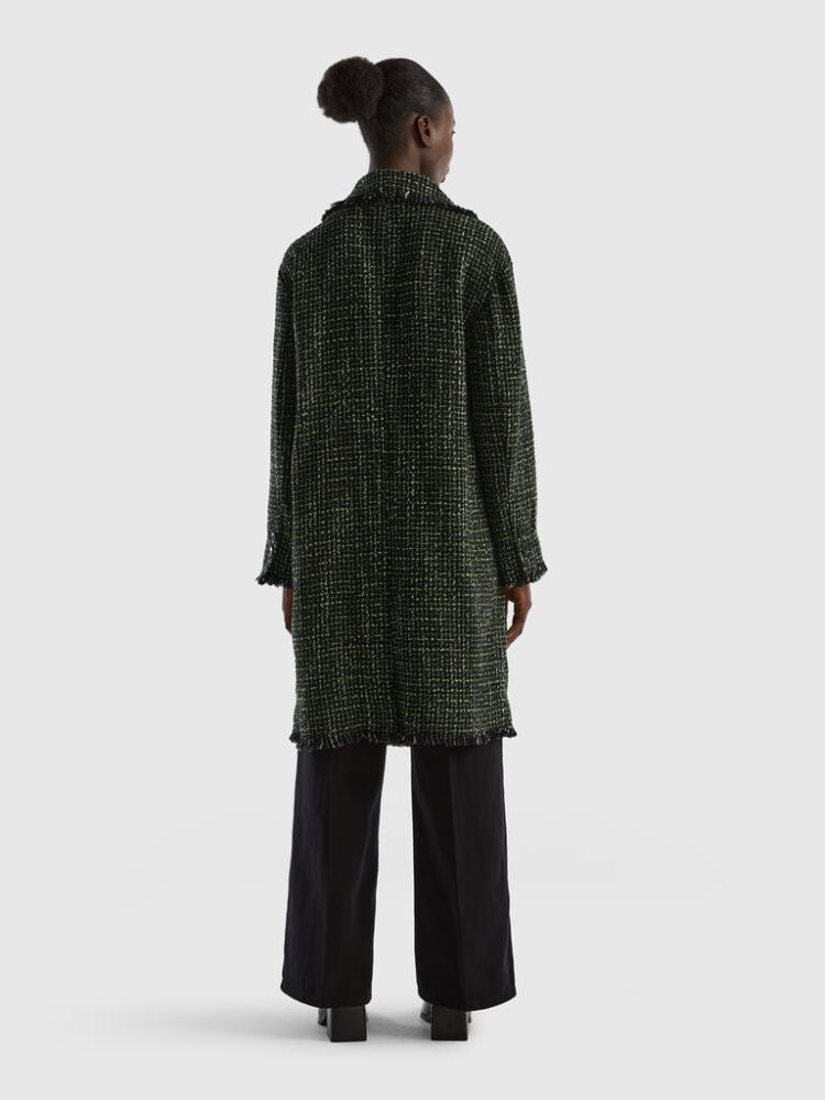 Black Women's Benetton Duster Tweed Coats | AU122776