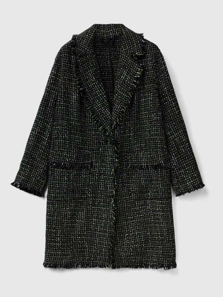 Black Women's Benetton Duster Tweed Coats | AU122776