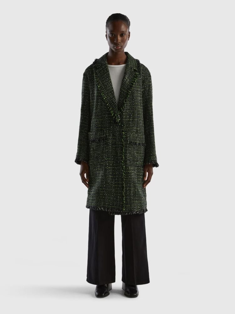 Black Women\'s Benetton Duster Tweed Coats | AU122776