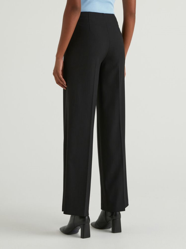 Black Women's Benetton Flowy High-waisted Trousers | AU163929