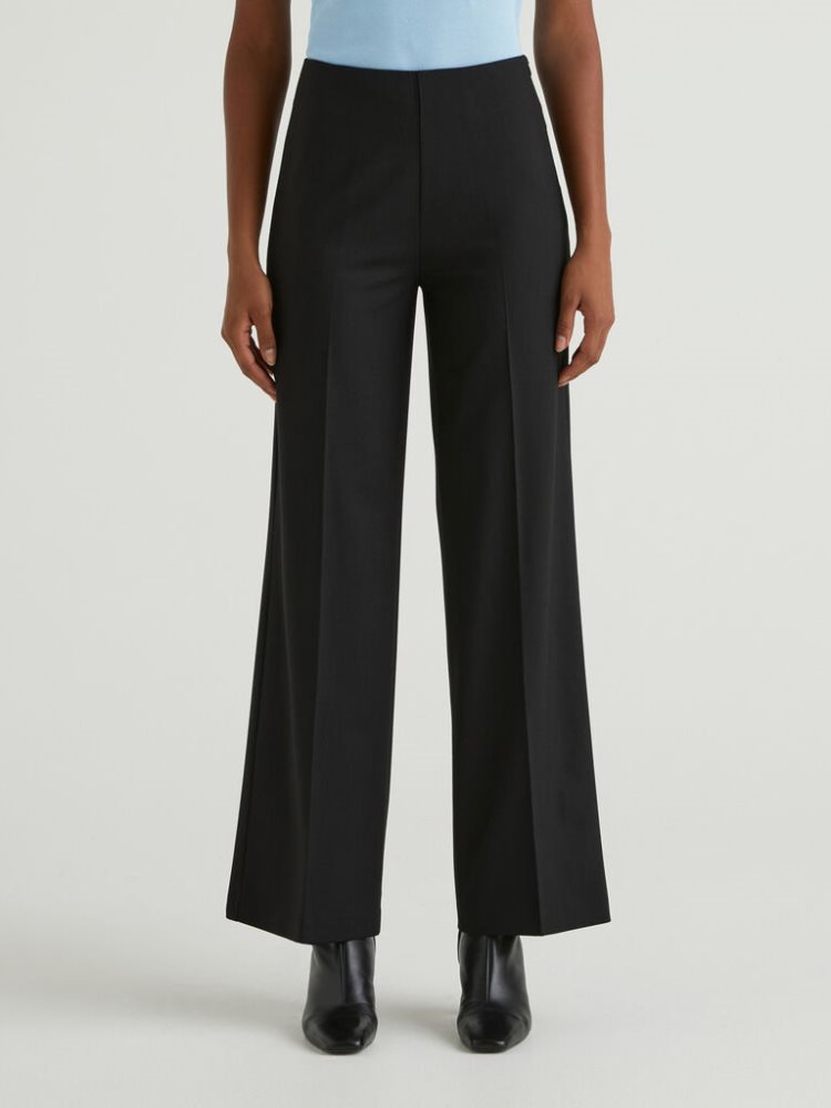 Black Women\'s Benetton Flowy High-waisted Trousers | AU163929