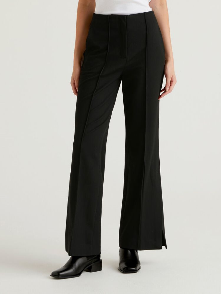 Black Women\'s Benetton High-waisted Slits Trousers | AU347940