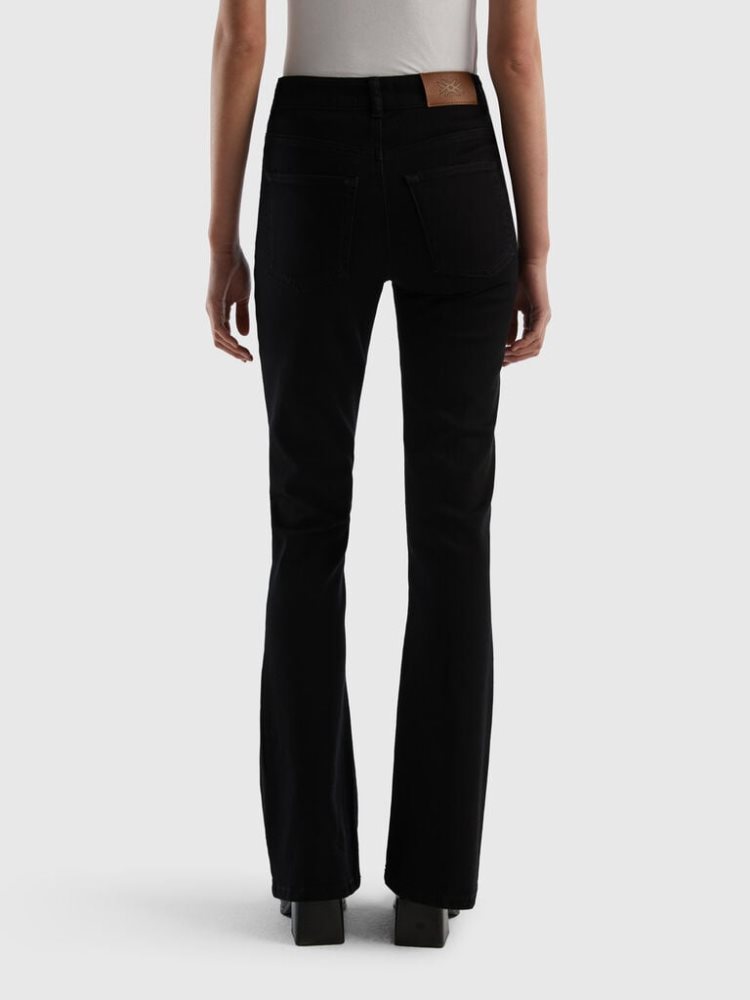 Black Women's Benetton Stretch Flared Jeans | AU493113