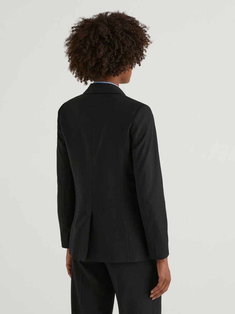 Black Women's Benetton Stretch Viscose Blend Blazers | AU825710