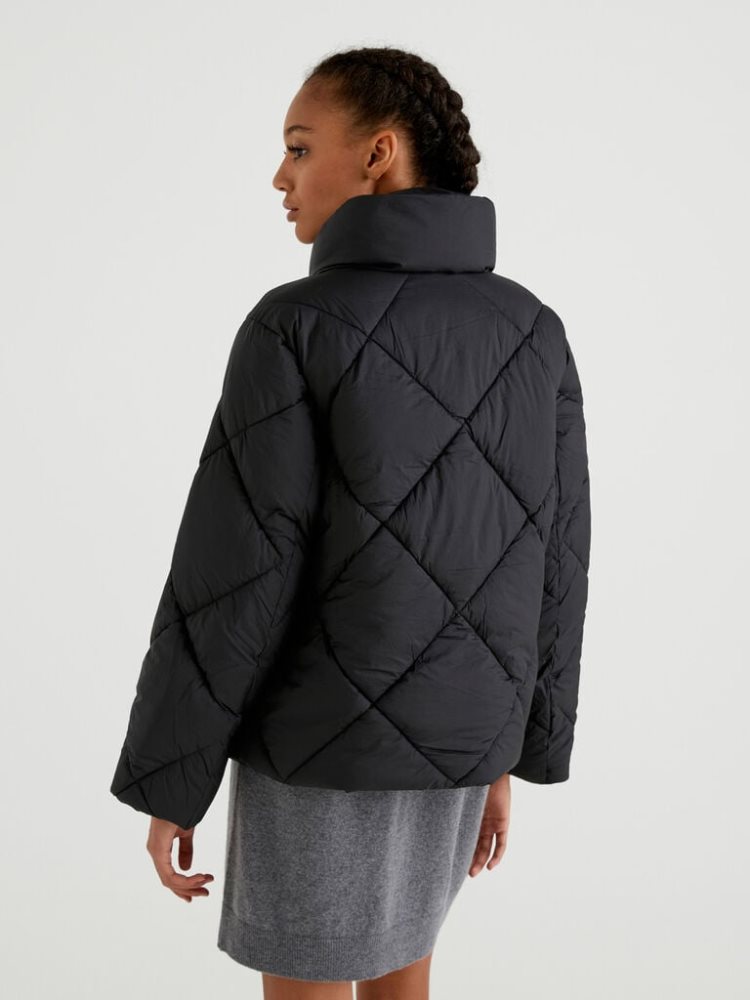 Black Women's Benetton Sustainable Padding Jackets | AU325505