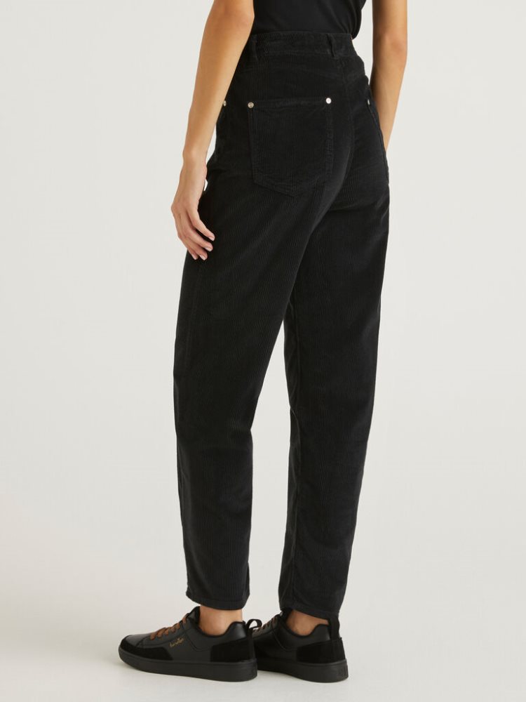 Black Women's Benetton Velvet Boyfriend Trousers | AU907337