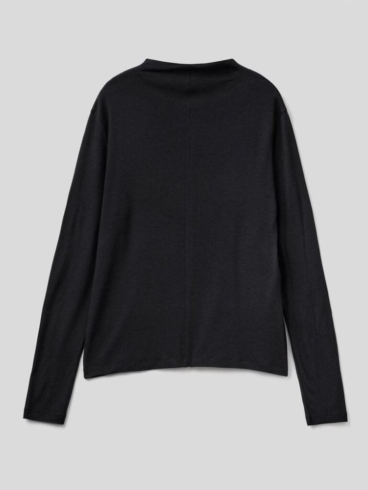 Black Women's Benetton Wool And Viscose Blend Long Sleeve T-shirts | AU202424