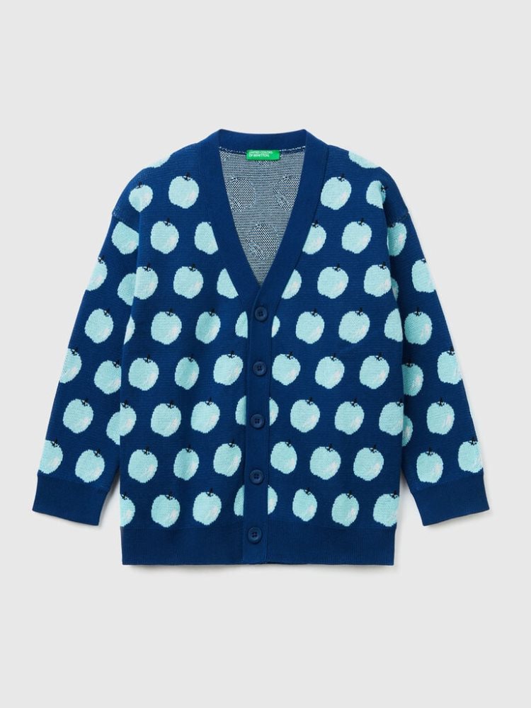 Blue Kids\' Benetton Apple Pattern Cardigan | AU266041