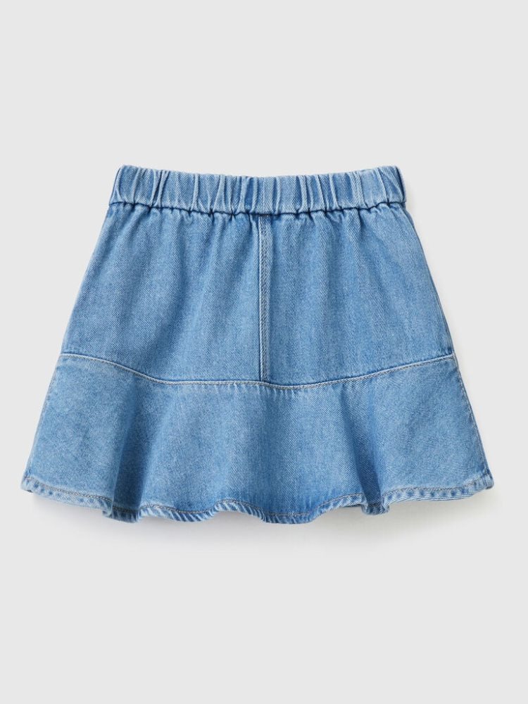 Blue Kids' Benetton Denim Frill Mini Skirts | AU893906