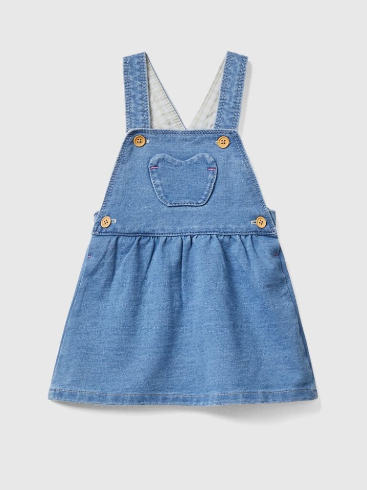 Blue Kids\' Benetton Denim-look Dungaree Dungarees | AU804859