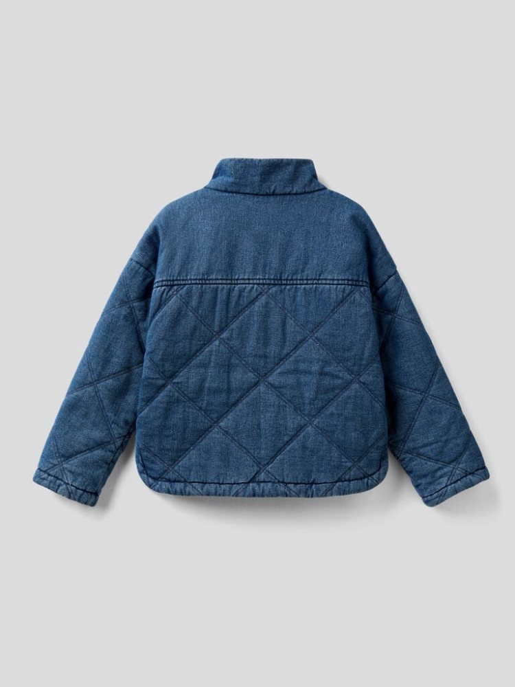 Blue Kids' Benetton Quilted Denim Light Jackets | AU439626