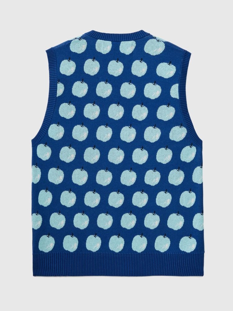 Blue Men's Benetton Apple Pattern Vest | AU443511