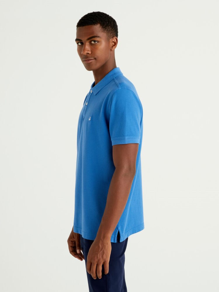 Blue Men's Benetton Regular Fit Short Sleeve Polos | AU653114