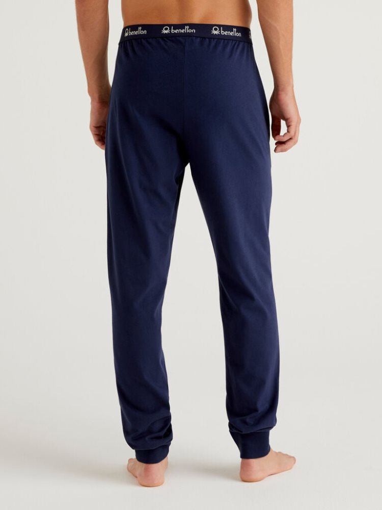 Blue Men's Benetton Warm Cotton Trousers | AU596383