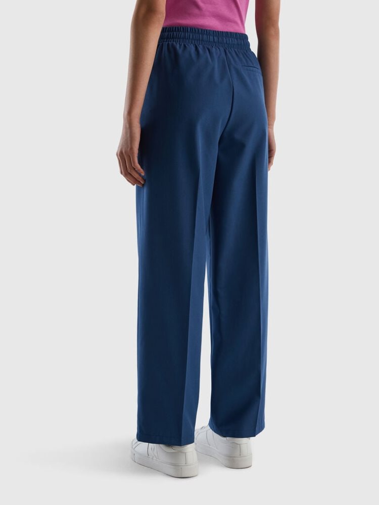 Blue Women's Benetton Flowy Drawstring Trousers | AU036557