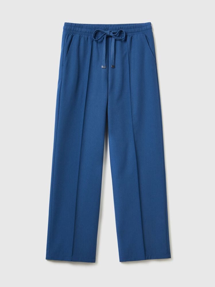 Blue Women's Benetton Flowy Drawstring Trousers | AU036557