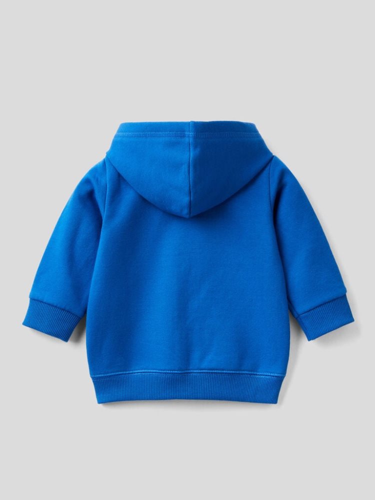 Bright Blue Kids' Benetton Print On The Pocket Hoodie | AU935430