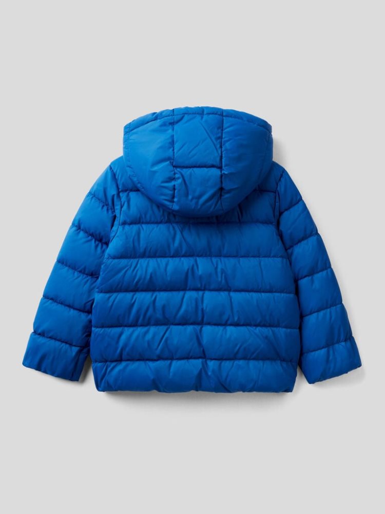 Bright Blue Kids' Benetton Puffer Hood And Logo Padded Jackets | AU197373