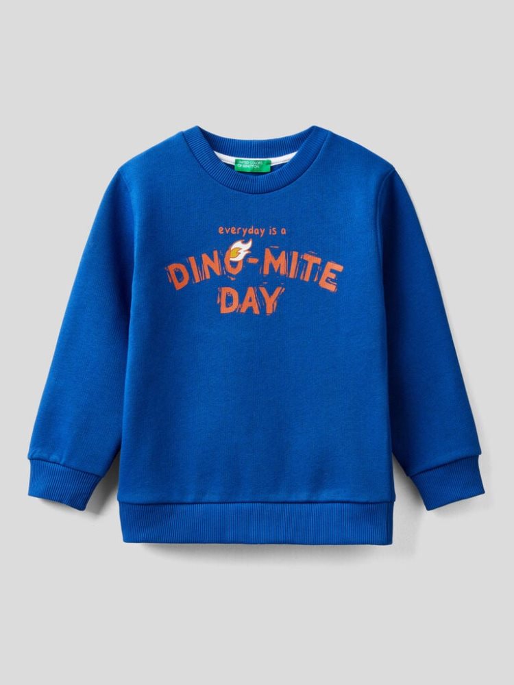 Bright Blue Kids\' Benetton Pullover Print Sweatshirt | AU409707