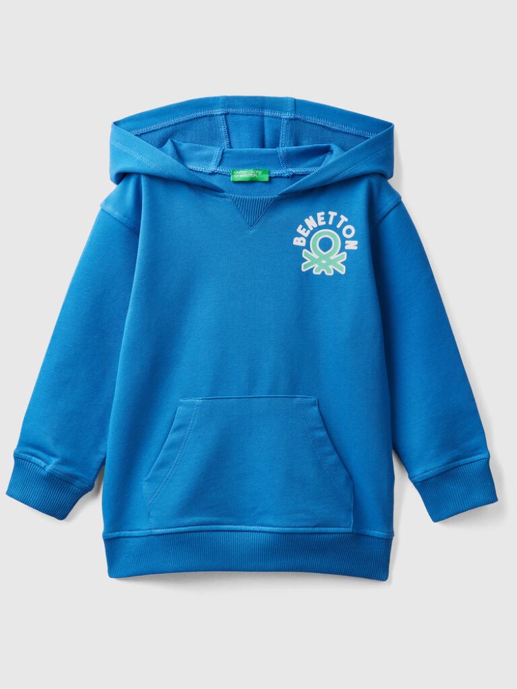 Bright Blue Kids\' Benetton Stretch Organic Cotton Hoodie | AU826094