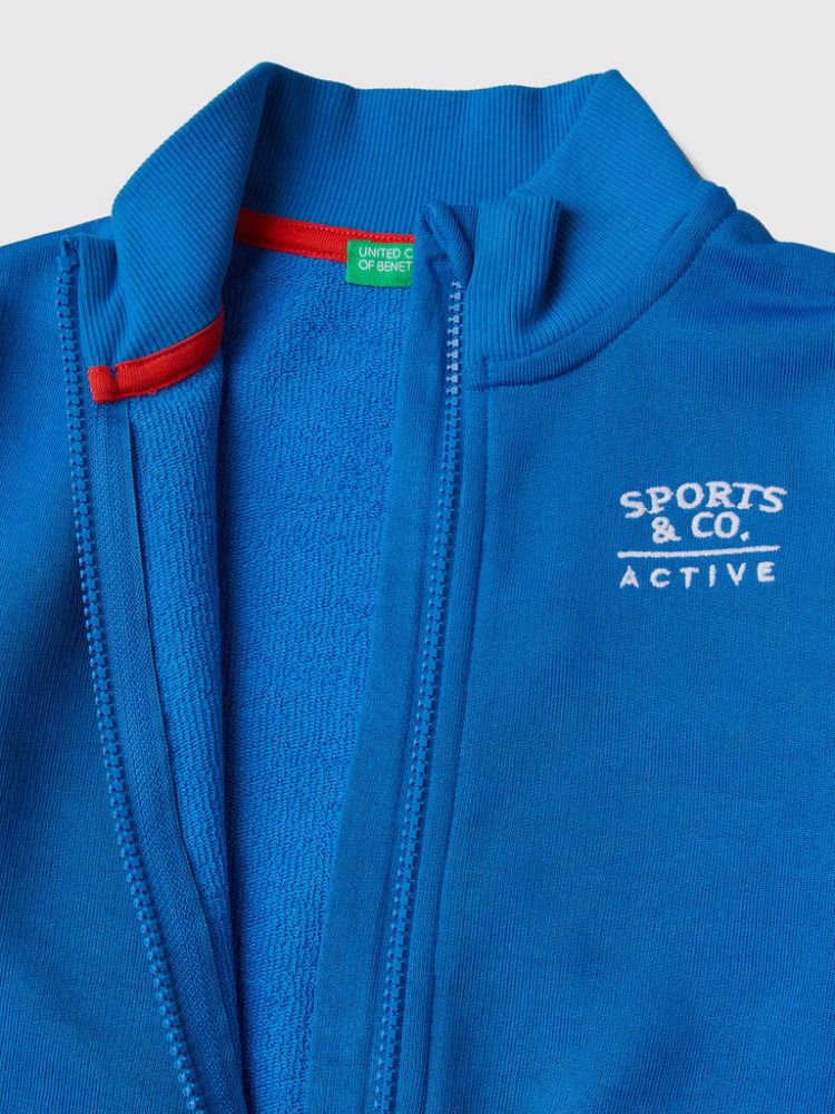 Bright Blue Kids' Benetton Technical Fabric Zip Sweatshirt | AU152492