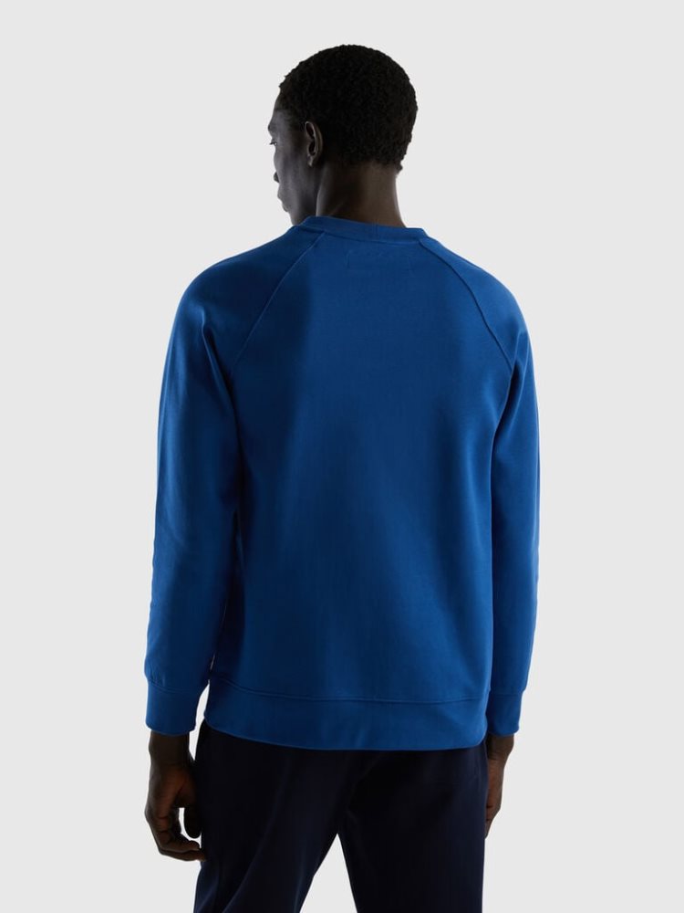 Bright Blue Men's Benetton Print Cotton Blend Sweatshirt | AU332394