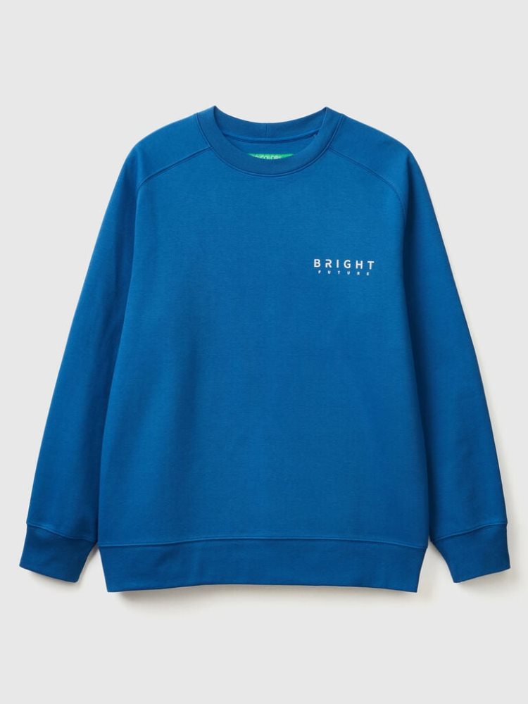 Bright Blue Men's Benetton Print Cotton Blend Sweatshirt | AU332394