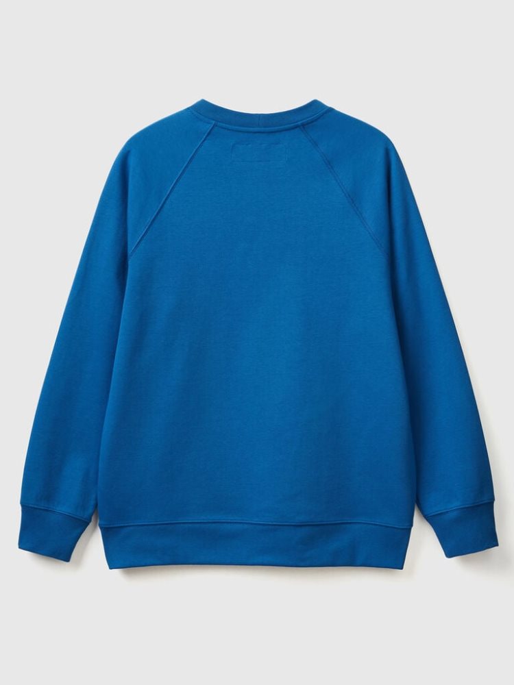 Bright Blue Men's Benetton Print Cotton Blend Sweatshirt | AU332394