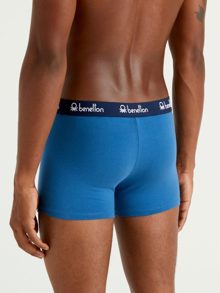 Bright Blue Men's Benetton Stretch Organic Cotton Boxers | AU244643