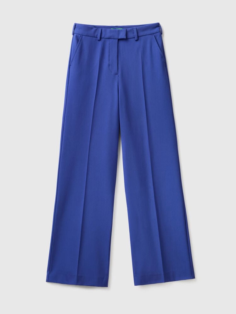 Bright Blue Women's Benetton Flowy Wide Leg Trousers | AU322726