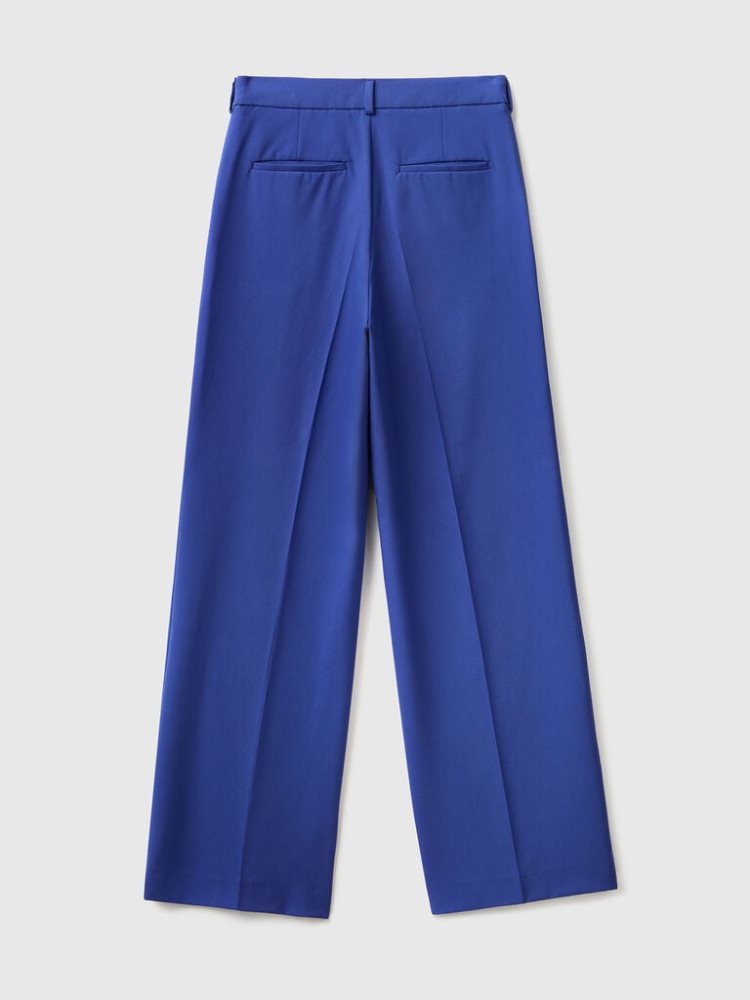 Bright Blue Women's Benetton Flowy Wide Leg Trousers | AU322726