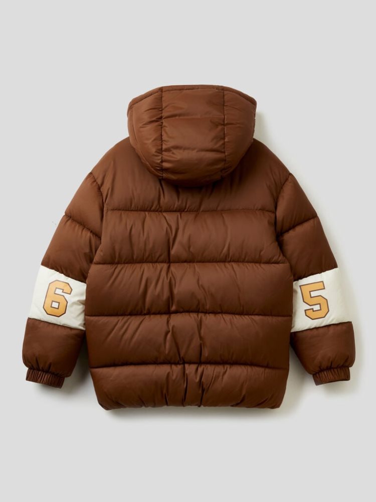 Brown Kids' Benetton Padded Double Zip Jackets | AU680826