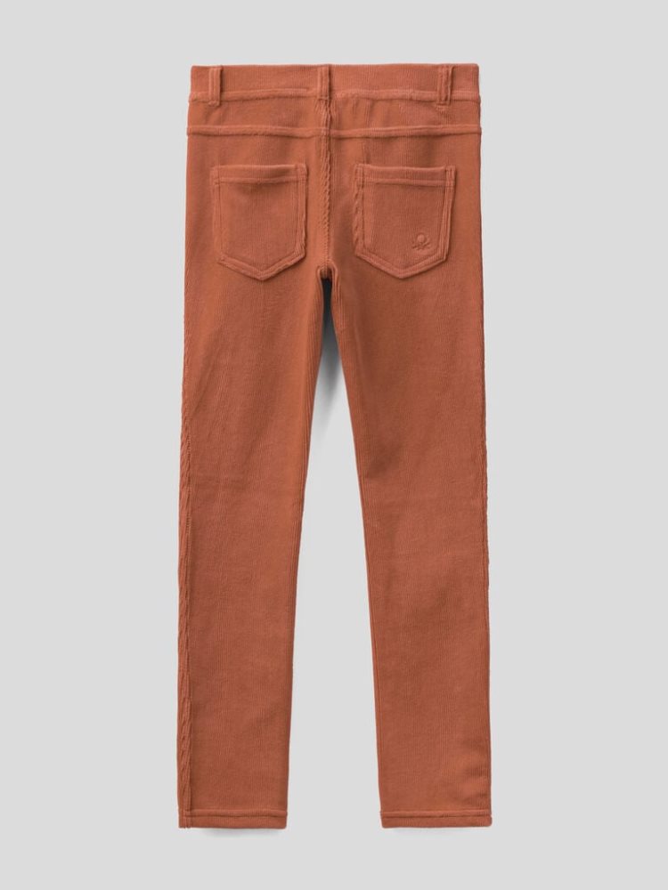 Brown Kids' Benetton Super Skinny Chenille Trousers | AU174058