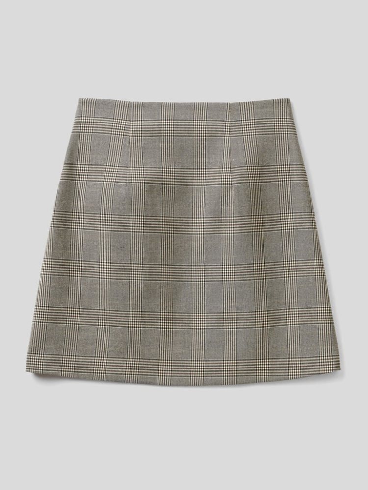 Brown Women's Benetton Check Flannel Mini Skirts | AU648705