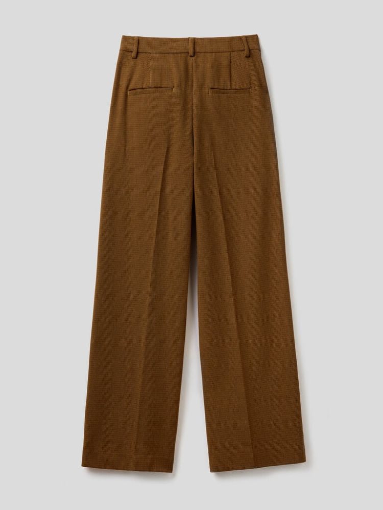 Brown Women's Benetton Flowy Wide Leg Trousers | AU179013