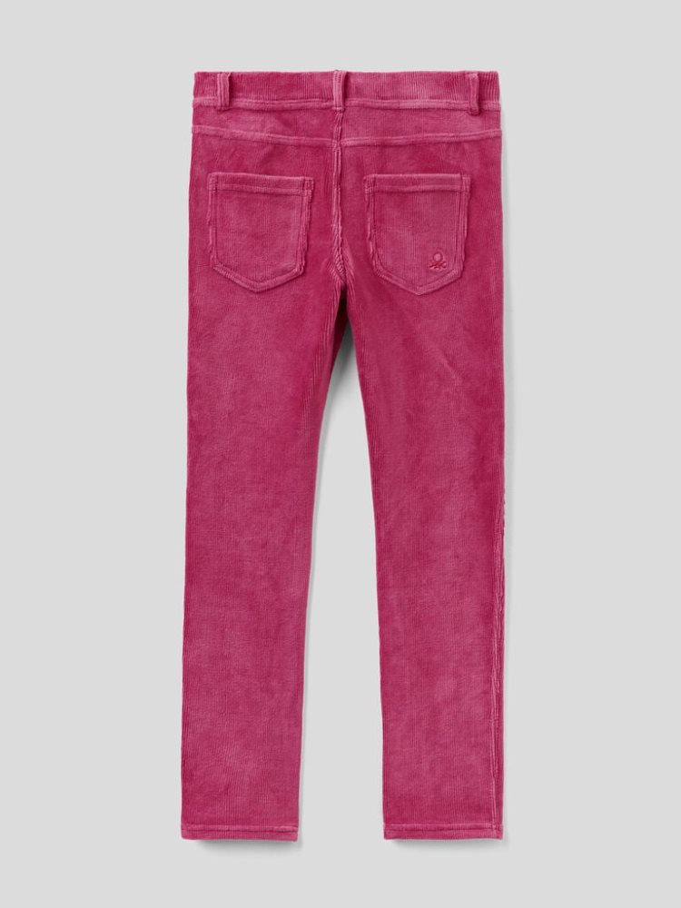 Burgundy Kids' Benetton Super Skinny Chenille Trousers | AU099228