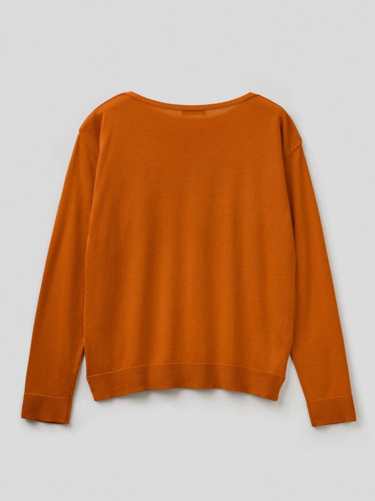 Burnt Women's Benetton Boat Neck Sweaters | AU403056