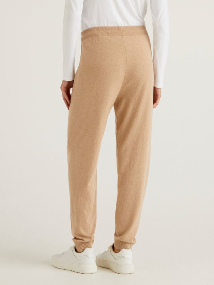 Camel Women's Benetton Sporty Cashmere Blend Trousers | AU438275