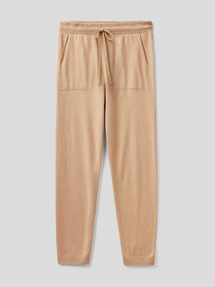 Camel Women's Benetton Sporty Cashmere Blend Trousers | AU438275