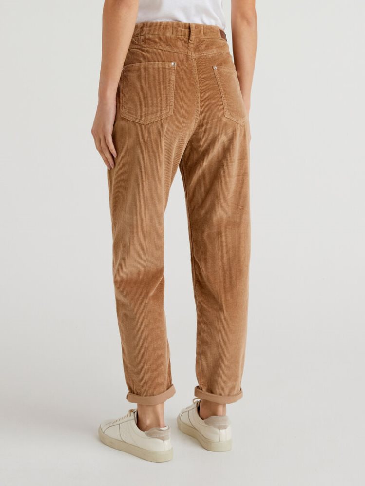 Camel Women's Benetton Velvet Boyfriend Trousers | AU961440