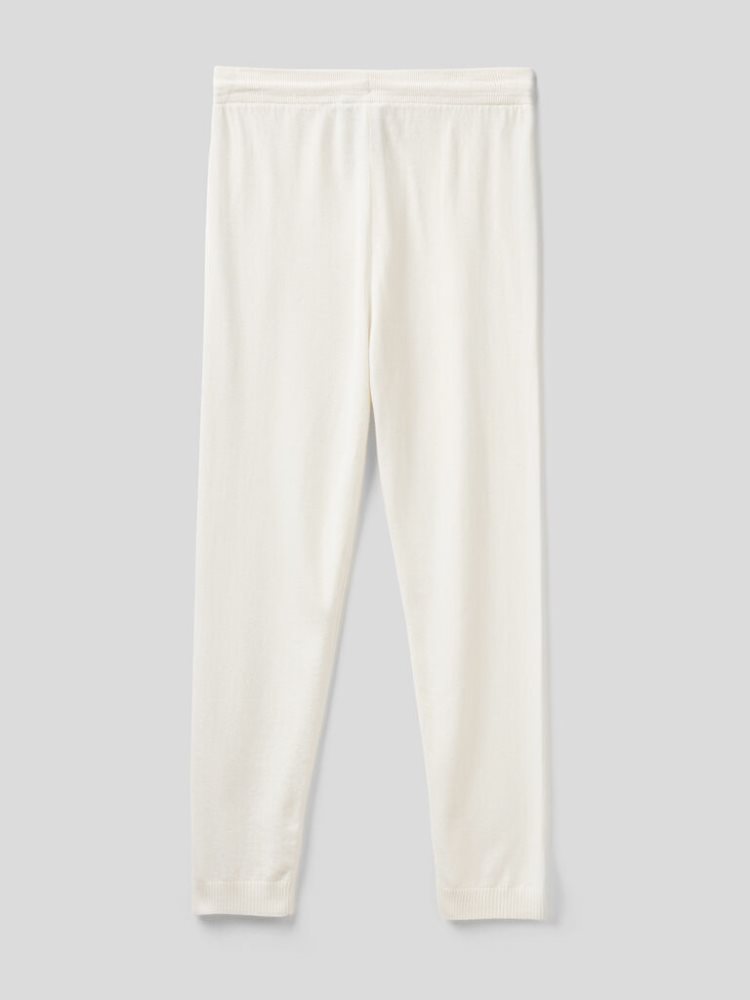 Cream White Women's Benetton Sporty Cashmere Blend Trousers | AU695693